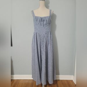 Christian‎ Lacroix Linen Blend Blue Gingham Maxi Dress Size Med